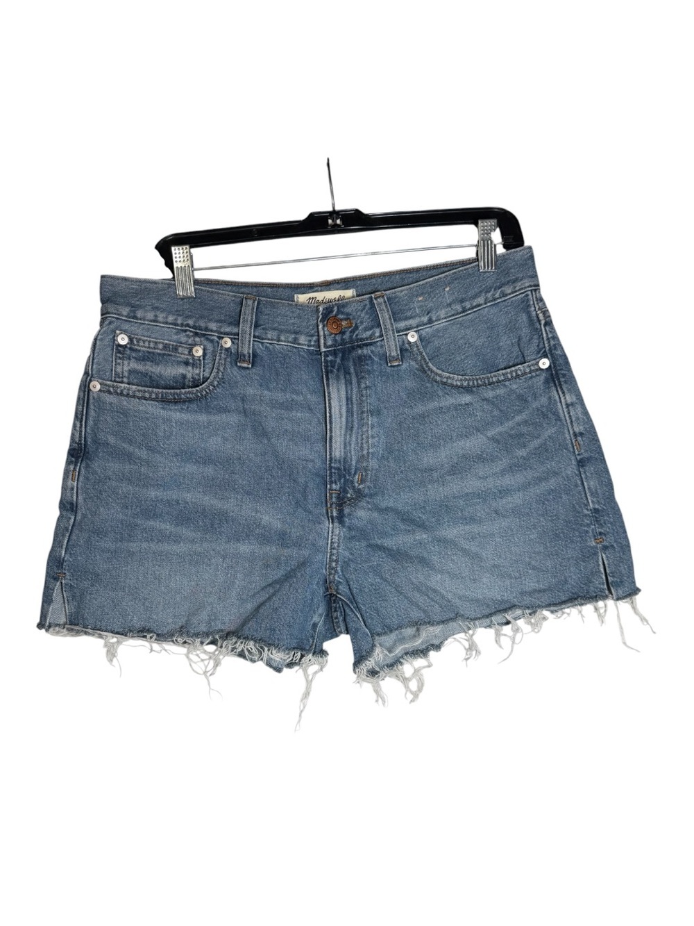 Madewell Relaxed Denim Shorts Medium Blue Wash Fray Hem Size 29 Jean Shorts